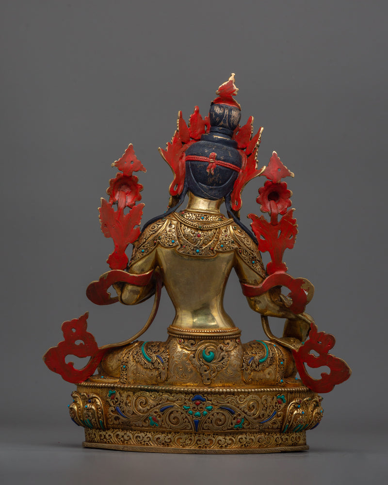 Tibetan Green Tara Female Deity Statue | Himalayan Goddess Tara Sculpture