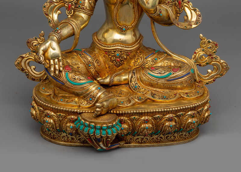 Tibetan Green Tara Female Deity Statue | Himalayan Goddess Tara Sculpture