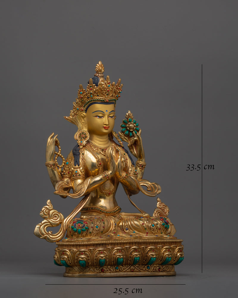 gold-chenrezig-handmade-statue