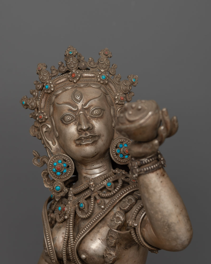 Handcrafted with Repoussé Work Vajrayogini Queen of Dakinis Sculpture | Tantric Dakini