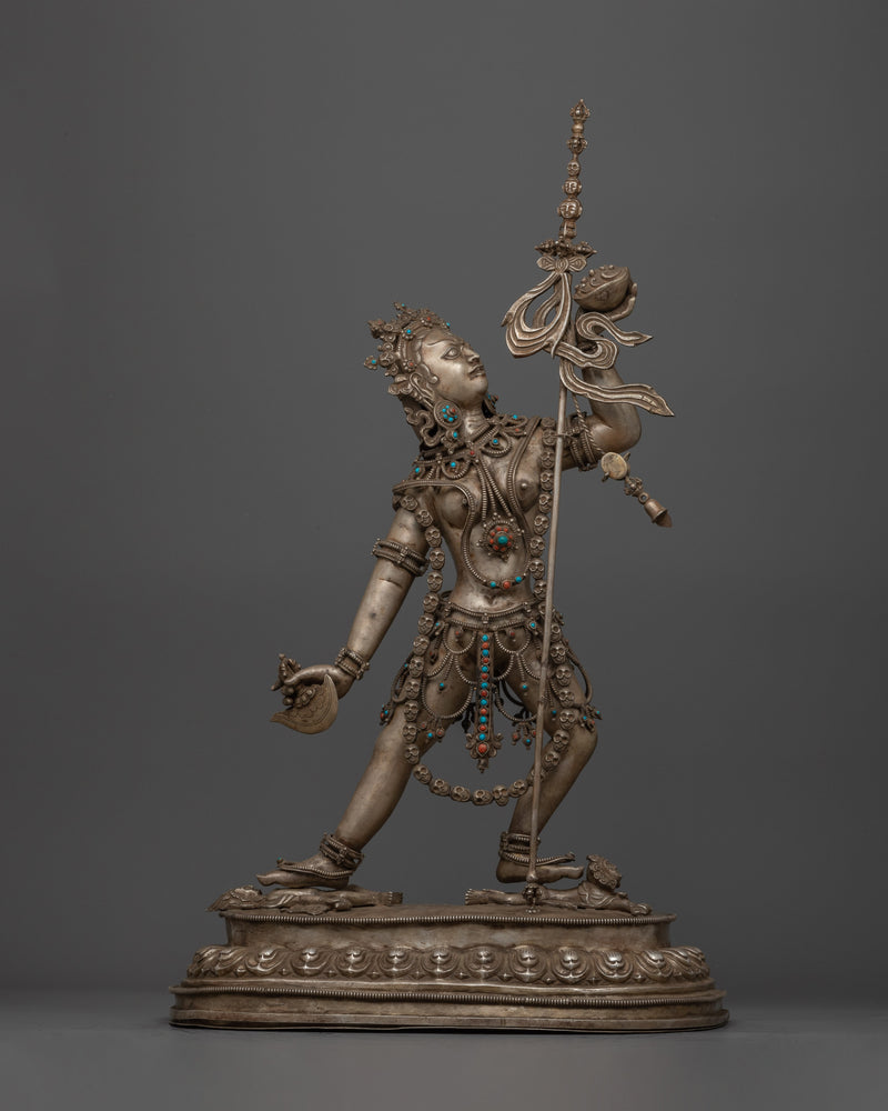 Handcrafted with Repoussé Work Vajrayogini Queen of Dakinis Sculpture | Tantric Dakini