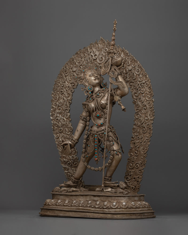 Handcrafted with Repoussé Work Vajrayogini Queen of Dakinis Sculpture | Tantric Dakini