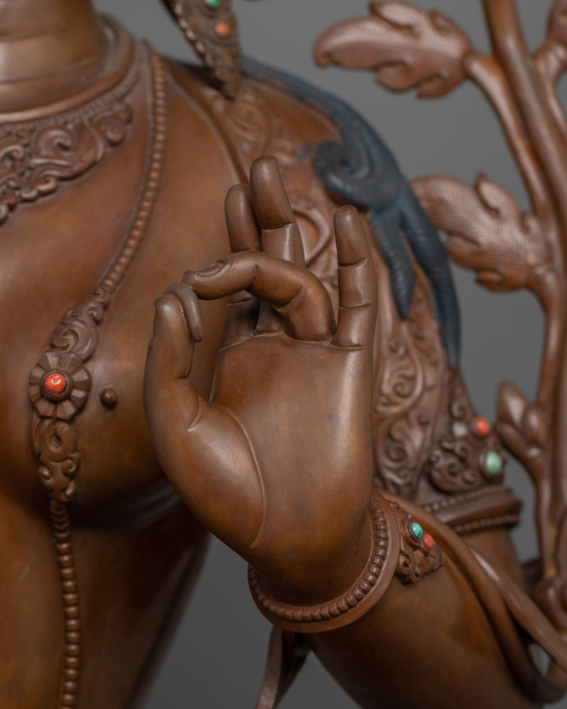 Green Tara Saviouress Deity Sculpture | Female Buddha of Compassion and Protection