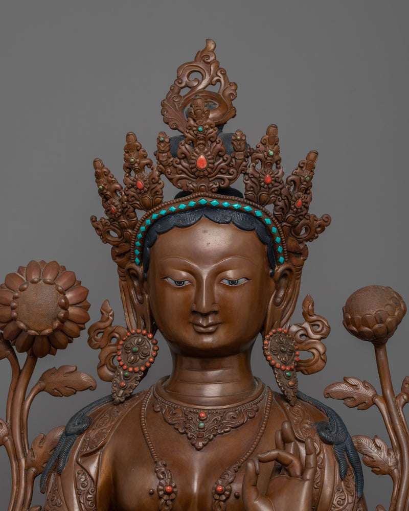 Green Tara Saviouress Deity Sculpture | Female Buddha of Compassion and Protection