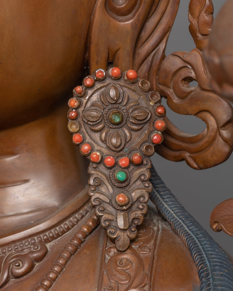 Green Tara Saviouress Deity Sculpture | Female Buddha of Compassion and Protection