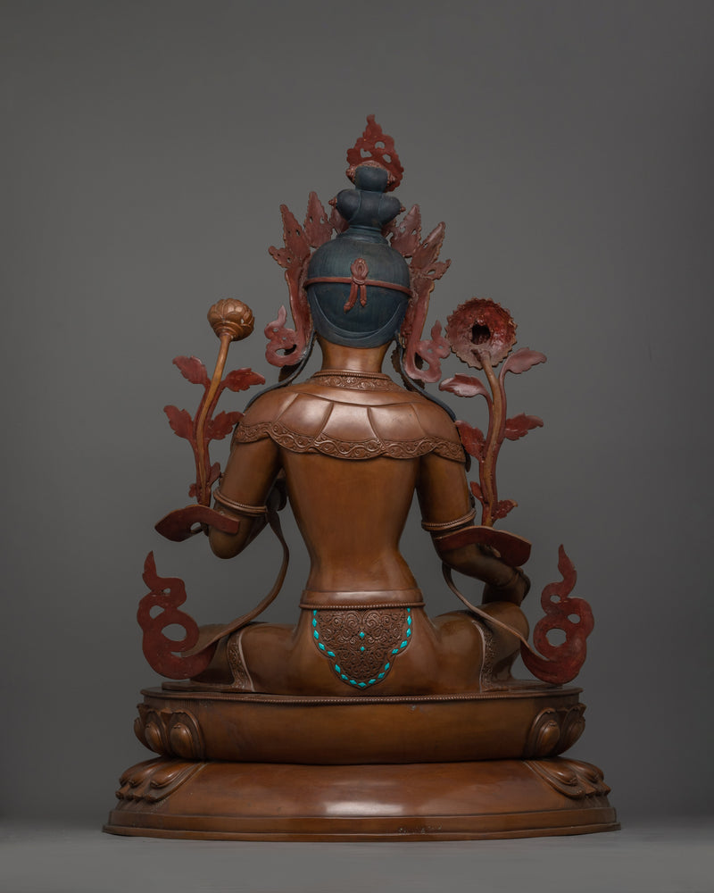 Green Tara Saviouress Deity Sculpture | Female Buddha of Compassion and Protection