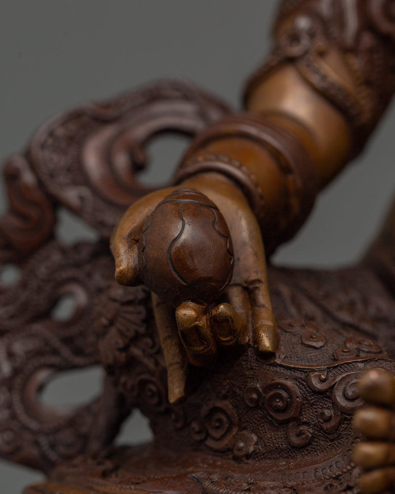 Magnificent Zambhala Statue | 16.9” Handcrafted Oxidized Copper Art