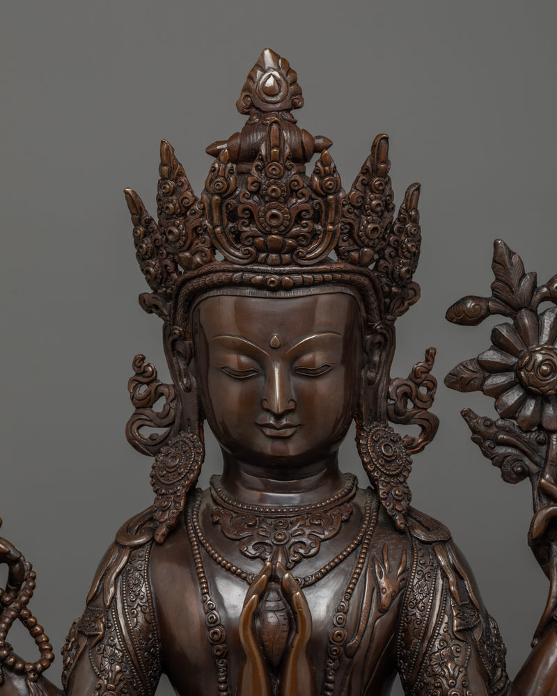 Buddhist Sculpture Chenrezig | Hand-Crafted Traditional Artwork of Nepal