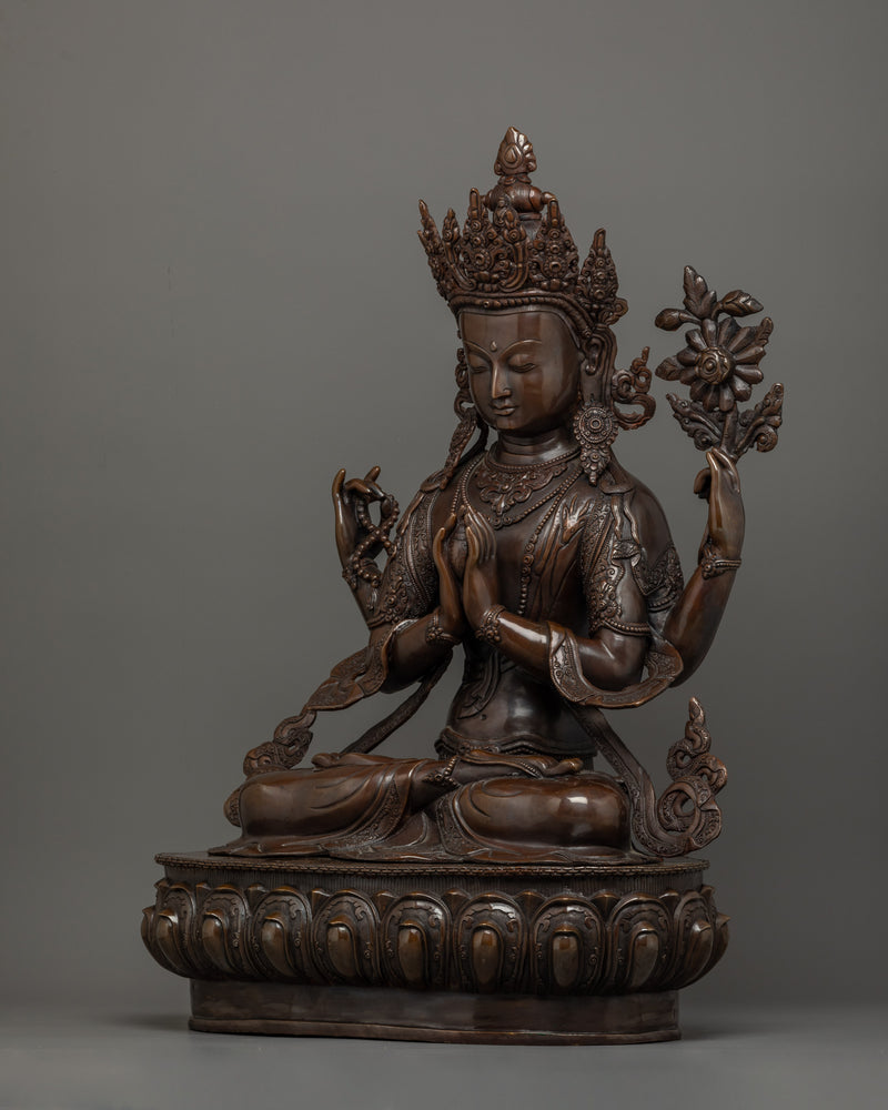 Buddhist Sculpture Chenrezig | Hand-Crafted Traditional Artwork of Nepal