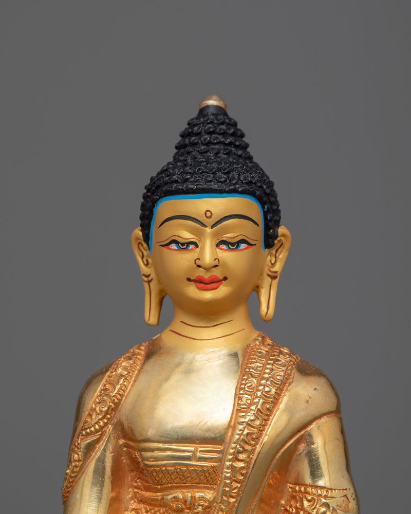 Amitabha Buddha Compact Statue | Handcrafted 24K Gold Gilded Copper Art