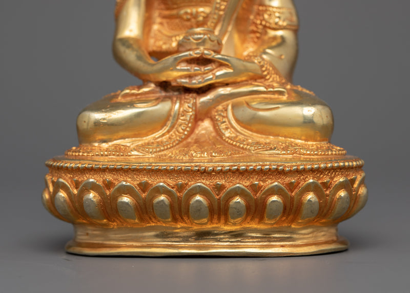 Amitabha Buddha Compact Statue | Handcrafted 24K Gold Gilded Copper Art