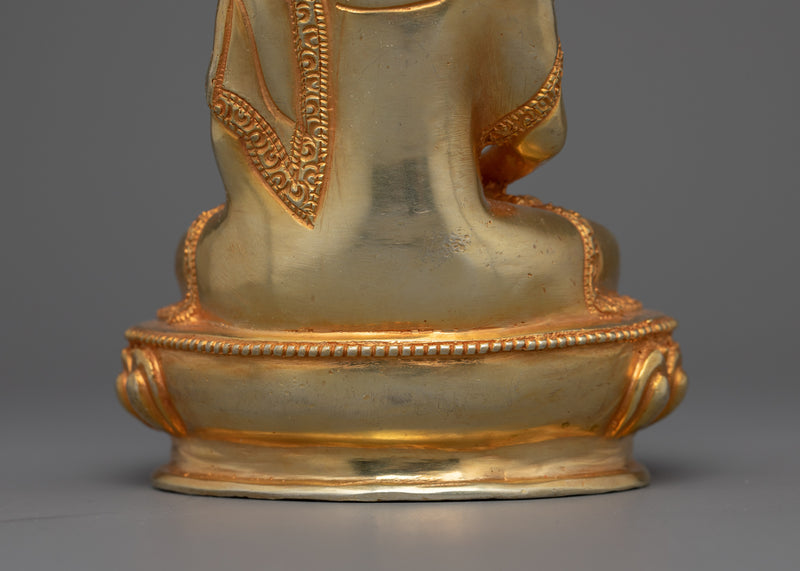 Amitabha Buddha Compact Statue | Handcrafted 24K Gold Gilded Copper Art