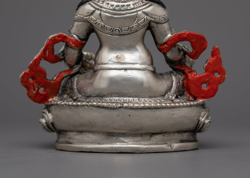 Dzambhala Silver Plated Statue | 5.9” Wealth Deity Sculpture