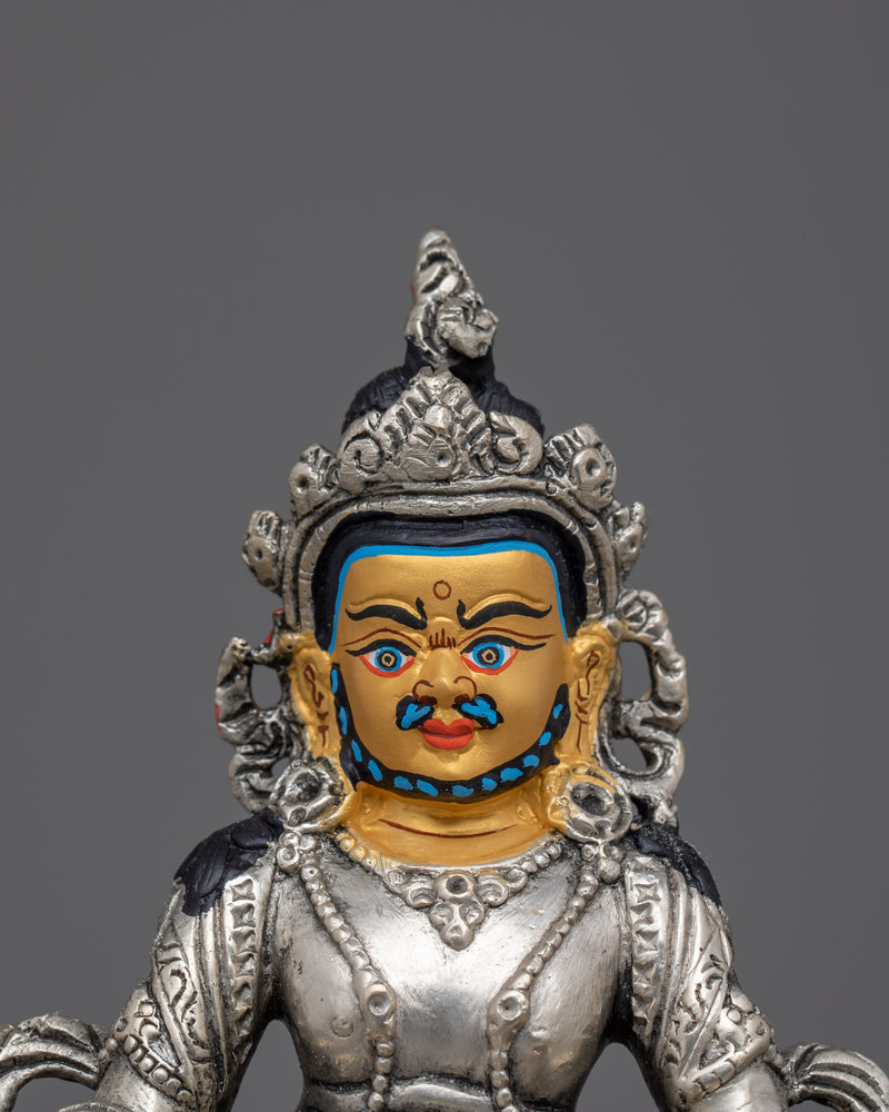 Dzambhala Silver Plated Statue | 5.9” Wealth Deity Sculpture