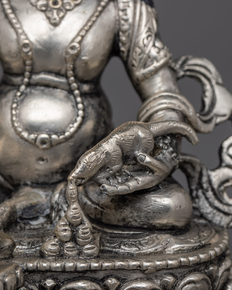 Dzambhala Silver Plated Statue | 5.9” Wealth Deity Sculpture