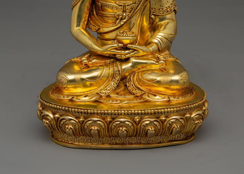 Gold Amitabha Buddha 8.66 Inch Statue | 24K Gold Gilded Handmade in Nepal