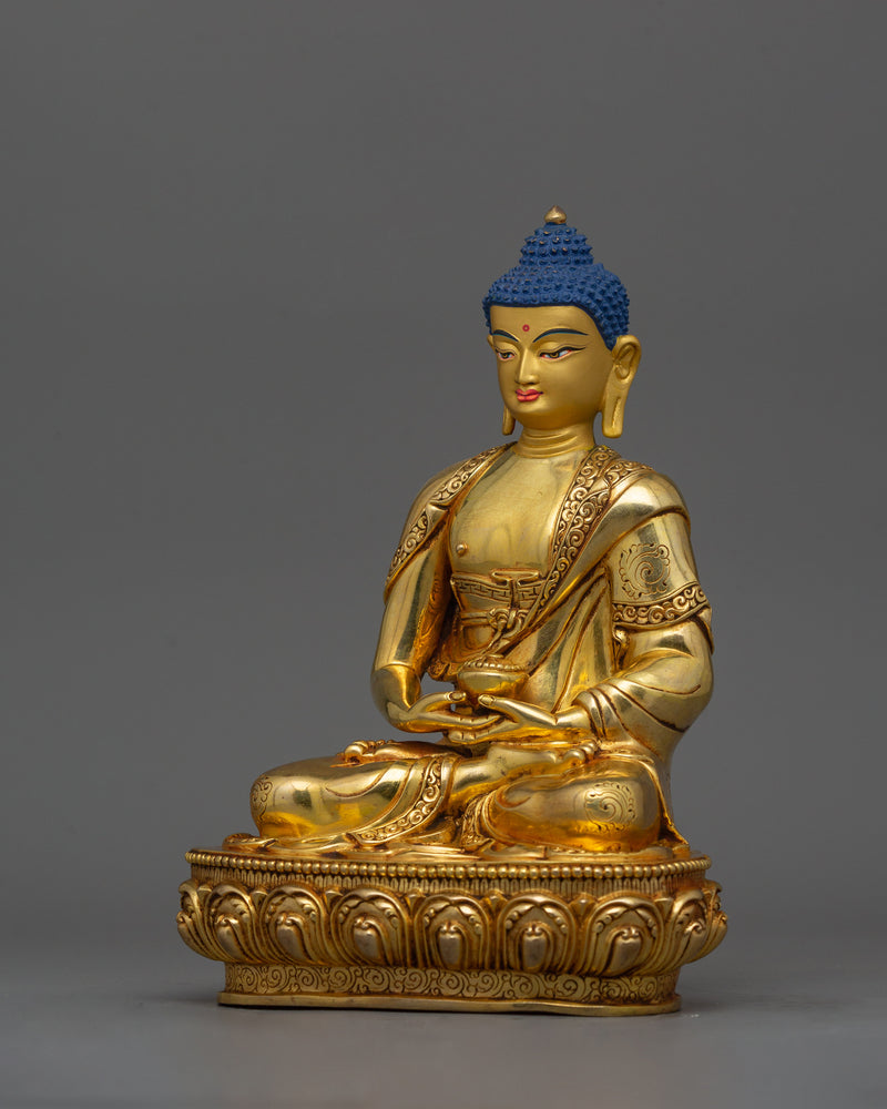 Gold Amitabha Buddha 8.66 Inch Statue | 24K Gold Gilded Handmade in Nepal