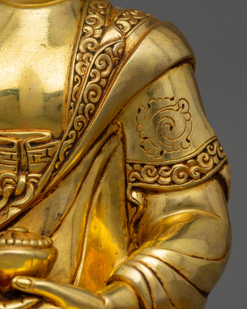 Gold Amitabha Buddha 8.66 Inch Statue | 24K Gold Gilded Handmade in Nepal