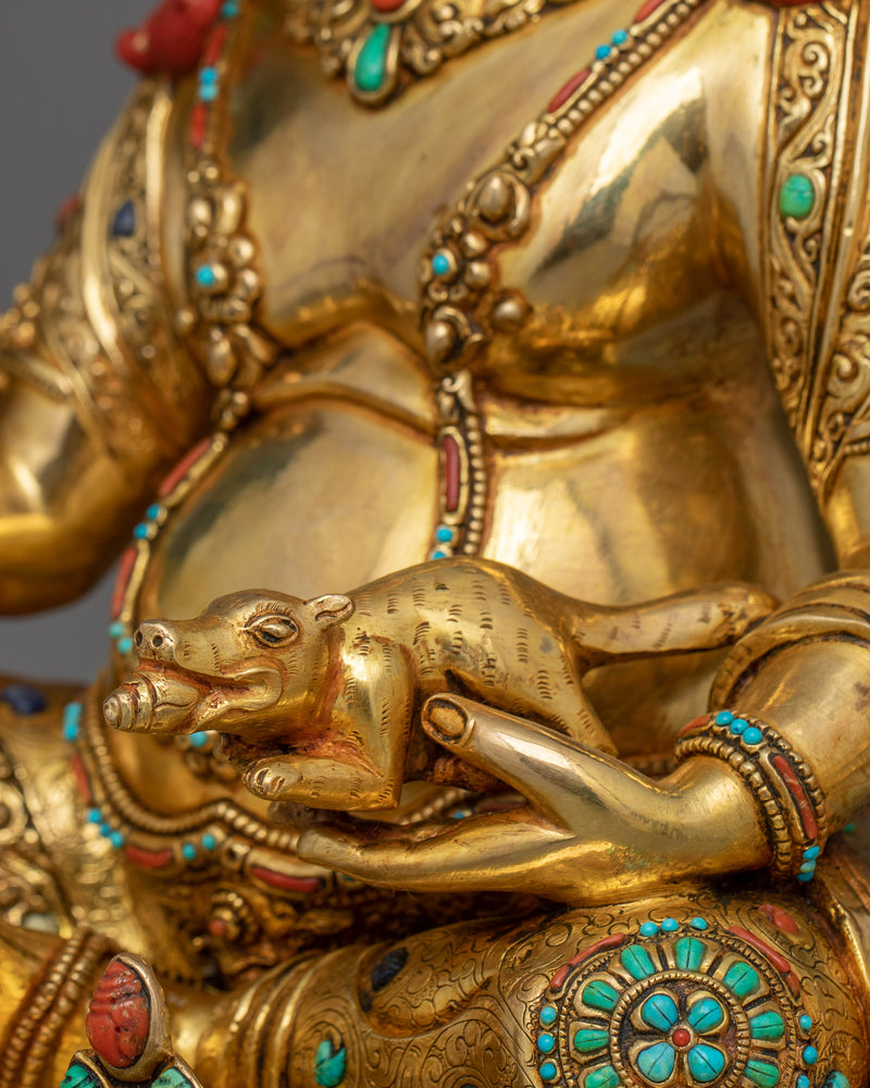 Semi-wrathful God of Wealth, Jambhala Statue | An Exquisite Handmade Sculpture