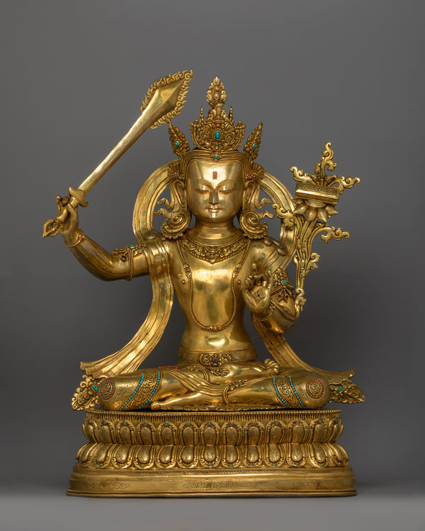 Manjushri Statue With Flaming Sword