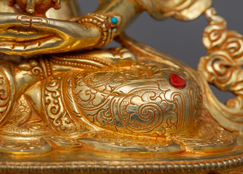 Buddhist Amitayus Long Life deity Statue | Gold Gilded Traditional Himalayan Art