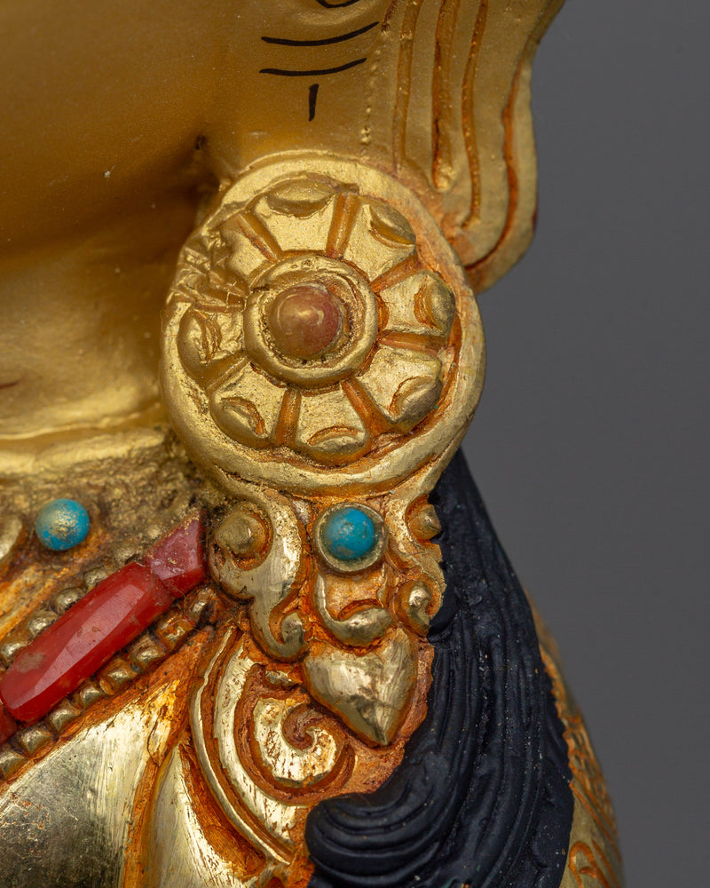 Buddhist Amitayus Long Life deity Statue | Gold Gilded Traditional Himalayan Art