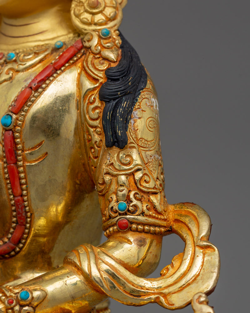 Buddhist Amitayus Long Life deity Statue | Gold Gilded Traditional Himalayan Art