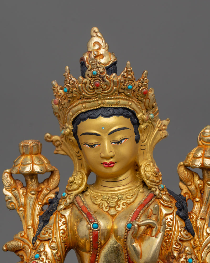 Green Tara the Goddess of Compassion and Protection Statue | Green Tara Statue for Altar