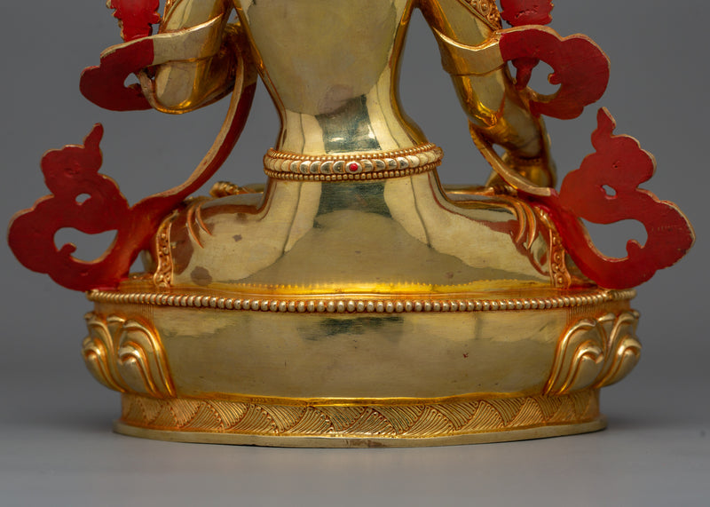 White Tara Buddhist Goddess Statue | 24k Gold Gilded Nepali Art