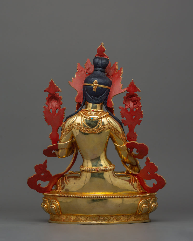 White Tara Buddhist Goddess Statue | 24k Gold Gilded Nepali Art