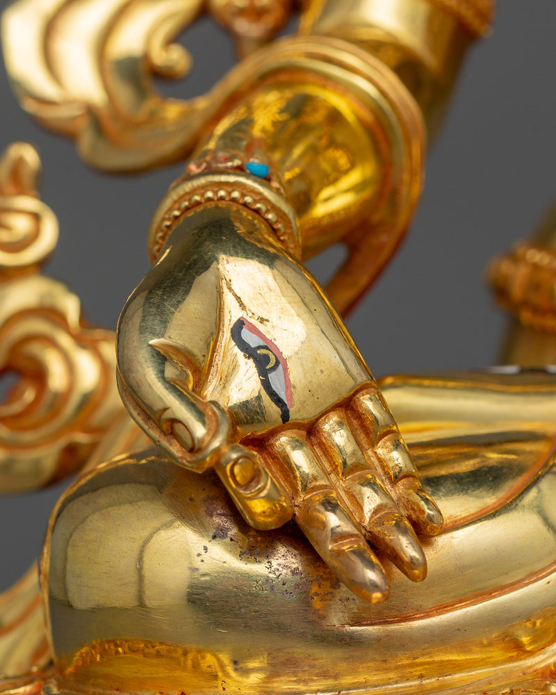 White Tara Buddhist Goddess Statue | 24k Gold Gilded Nepali Art