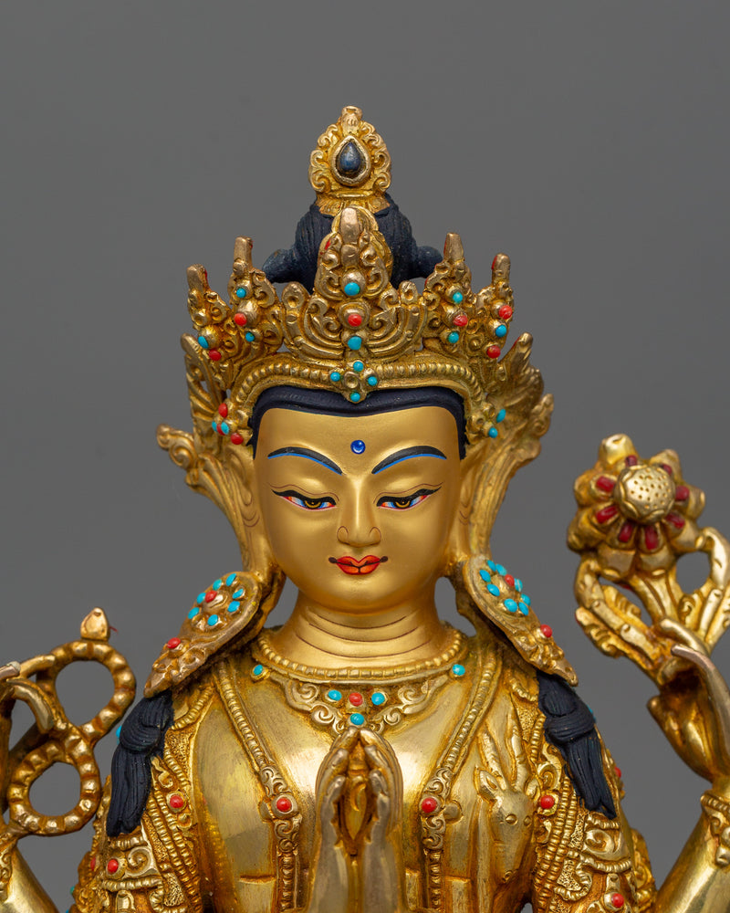 Bodhisattva Chenrezig 13 Inch Statue | The one who looks with unwavering eye