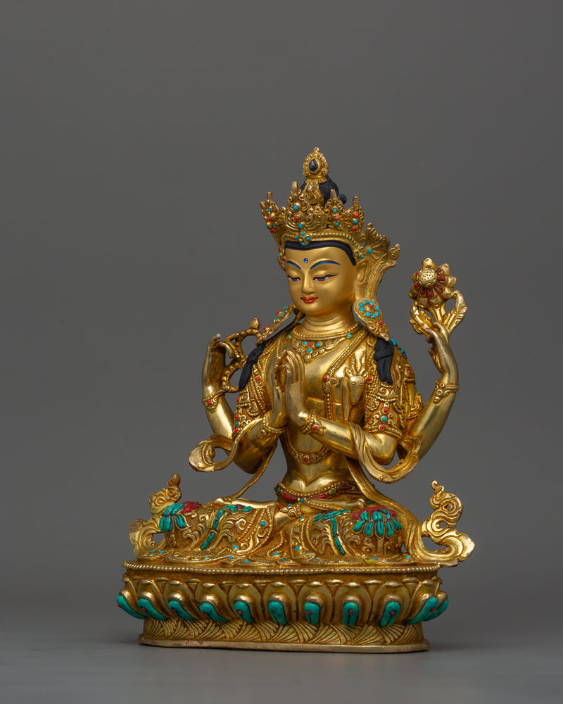 Bodhisattva Chenrezig 13 Inch Statue | The one who looks with unwavering eye