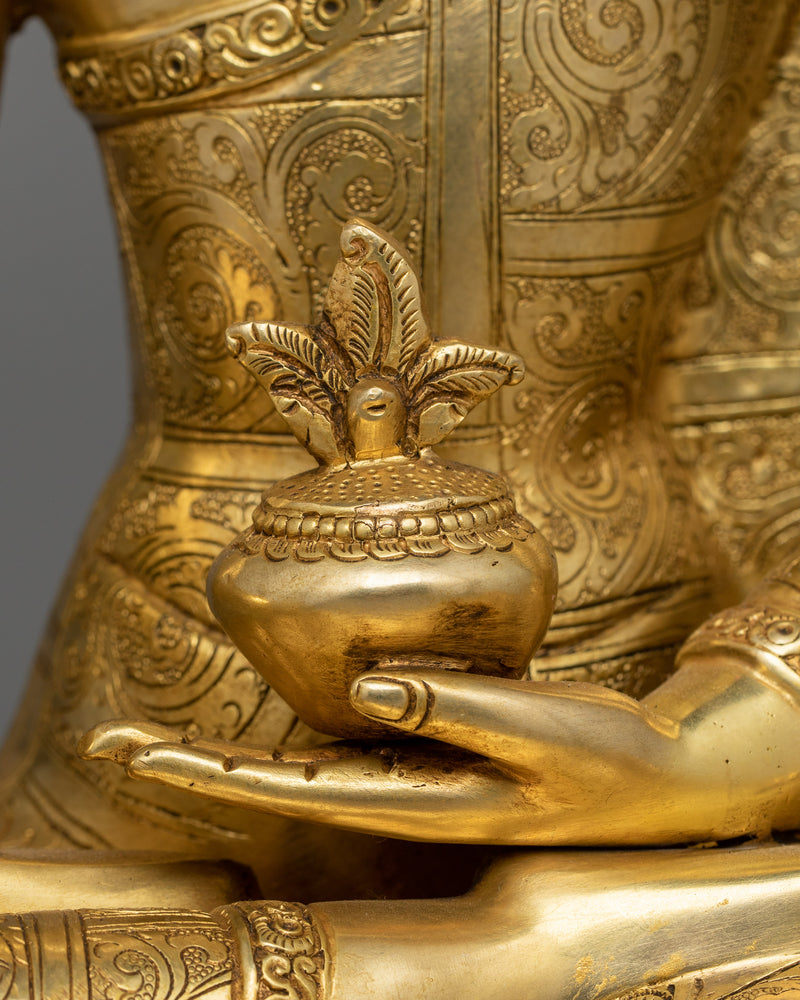 Bhaiṣajya-guru Spiritual Healing Buddha | Handcrafted 24K Gold Gilded Statue