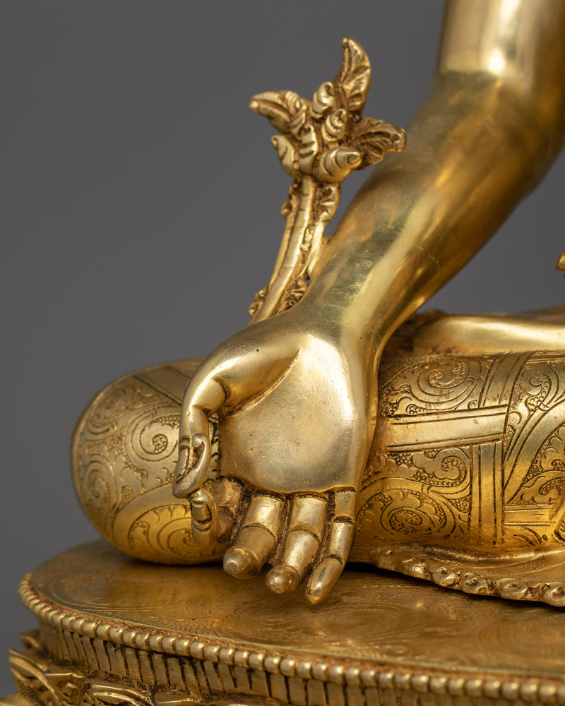 Bhaiṣajya-guru Spiritual Healing Buddha | Handcrafted 24K Gold Gilded Statue