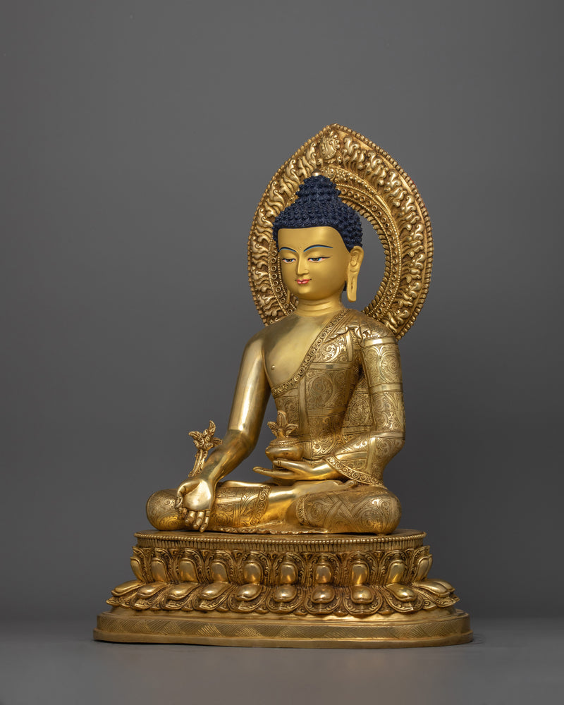 Bhaiṣajya-guru Spiritual Healing Buddha | Handcrafted 24K Gold Gilded Statue