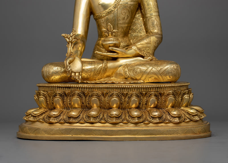 Bhaiṣajya-guru Spiritual Healing Buddha | Handcrafted 24K Gold Gilded Statue