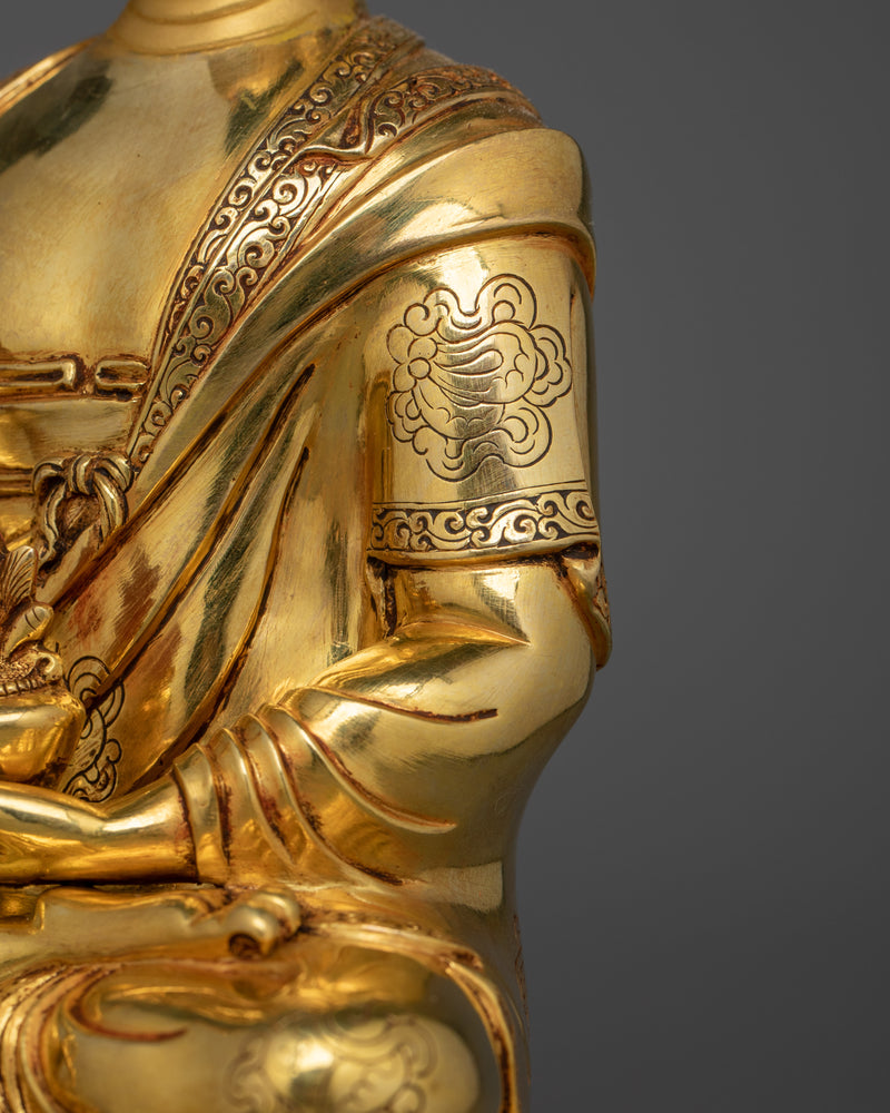 Spiritual Bhaisajyaguru Figurine "Medicine Buddha" | Handcrafted 24K Gold Gilded Statue