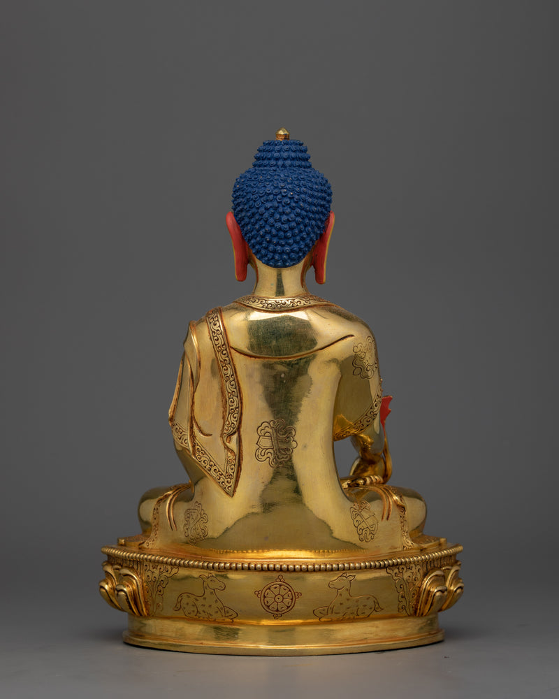 Spiritual Bhaisajyaguru Figurine "Medicine Buddha" | Handcrafted 24K Gold Gilded Statue