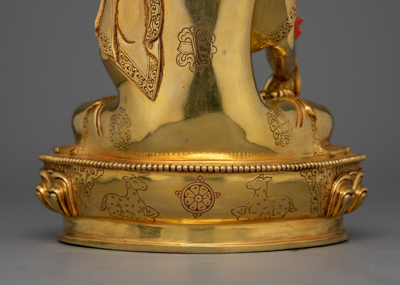 Spiritual Bhaisajyaguru Figurine "Medicine Buddha" | Handcrafted 24K Gold Gilded Statue