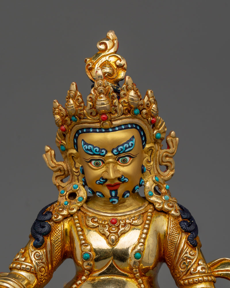 8 Inch Dzambhala Statue for Dharma | 24k Gold Gilded Figurine