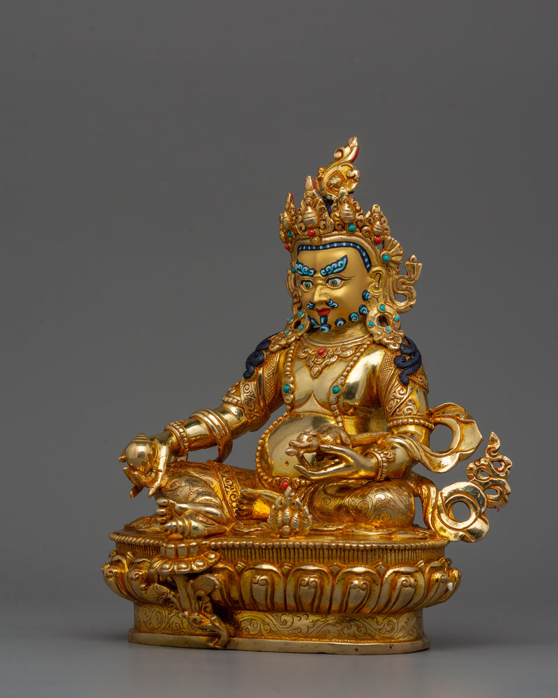 8 Inch Dzambhala Statue for Dharma | 24k Gold Gilded Figurine