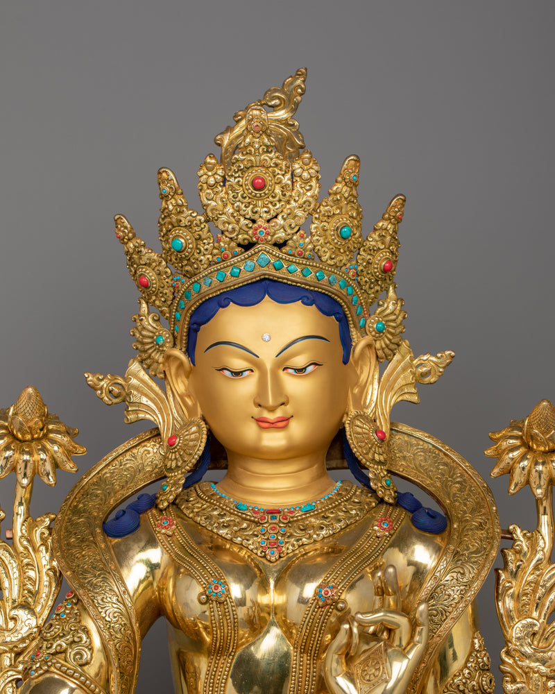 Green Tara Statue in Compassionate Posture for Spiritual Guidance | Syamatara Art