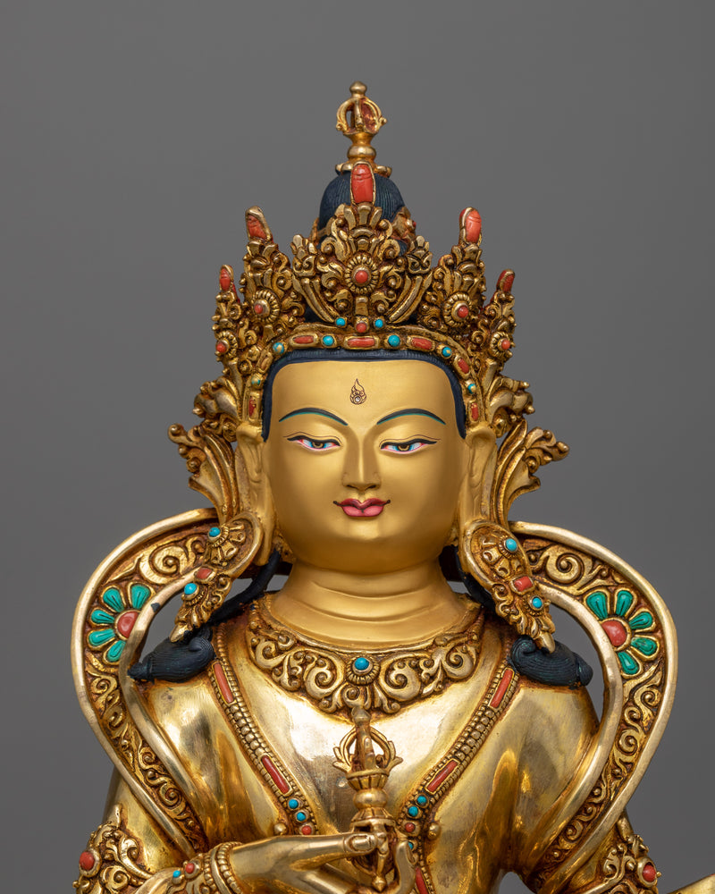 Golden Vajrasattva Statue for Altar | An Exquisite Piece, Handmade in Nepal