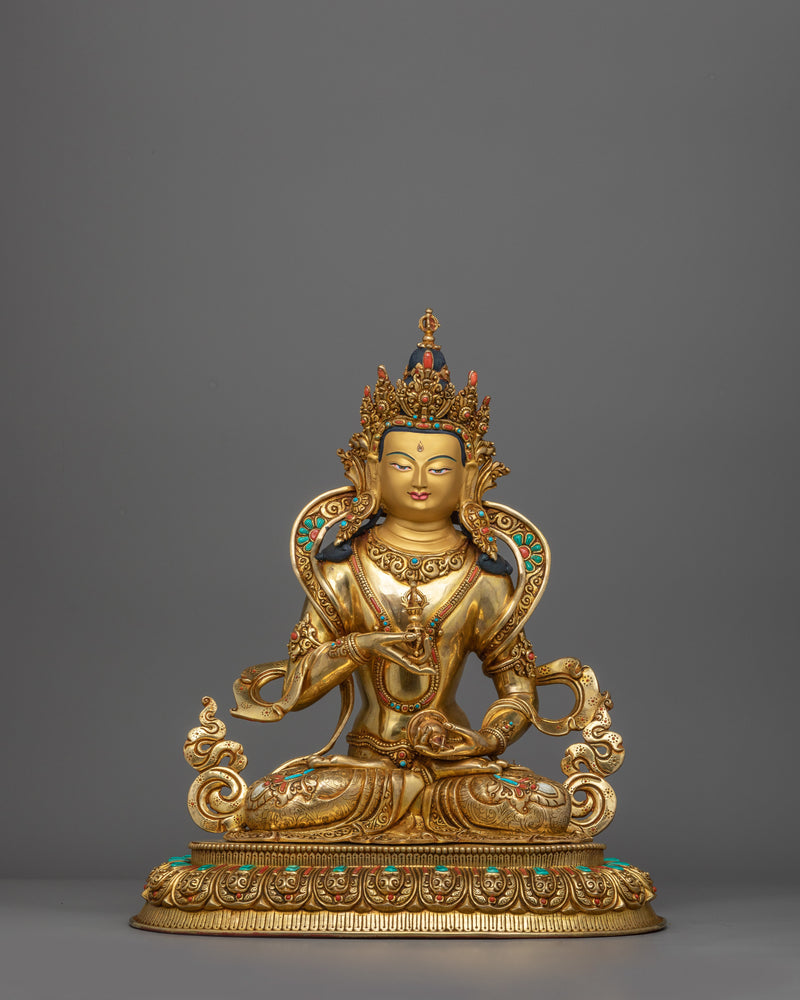 Golden Vajrasattva Statue for Altar | An Exquisite Piece, Handmade in Nepal