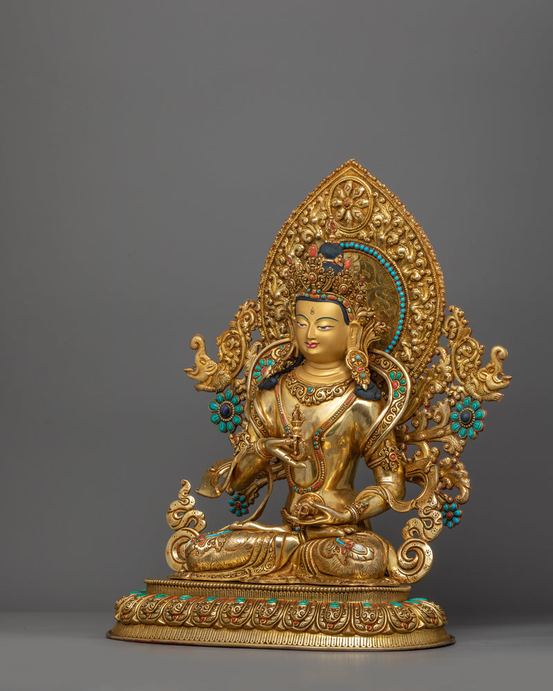 Golden Vajrasattva Statue for Altar | An Exquisite Piece, Handmade in Nepal