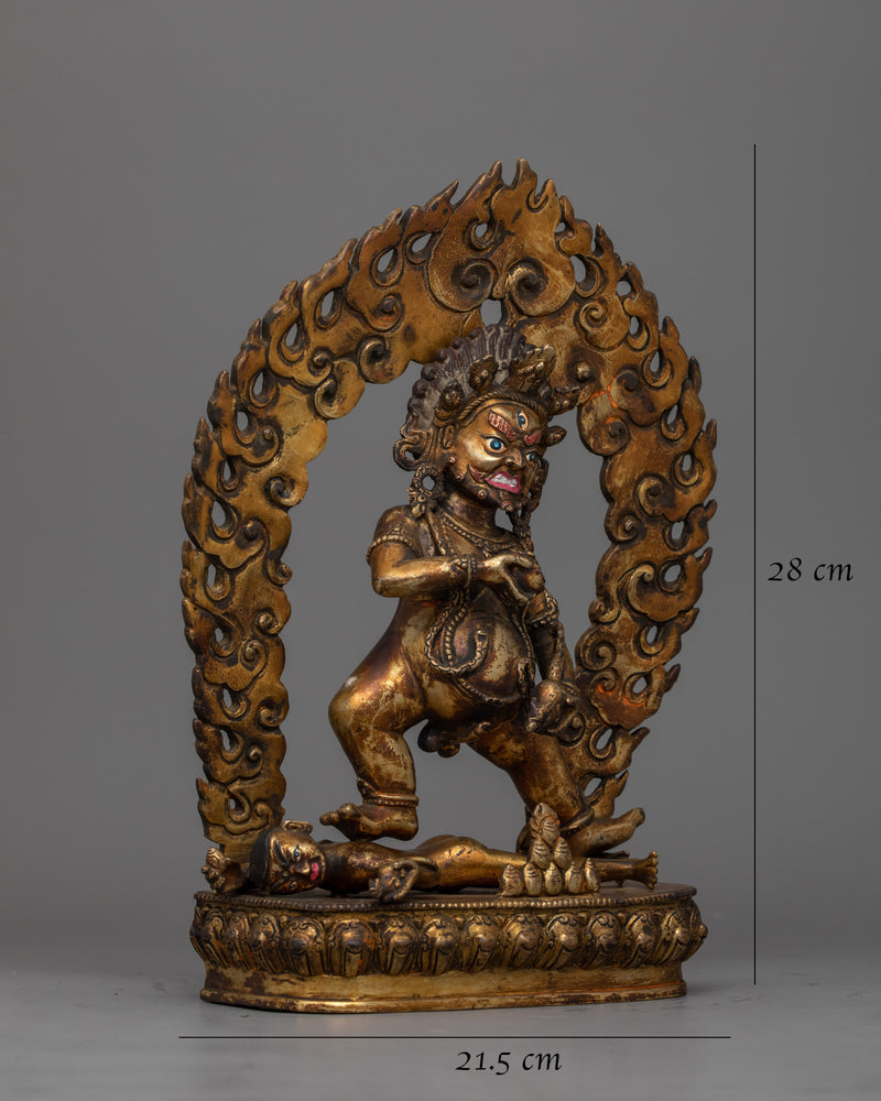 Antique Finish Black Dzmabhala Statue | 11 Inch Wrathful Deity of Buddhism