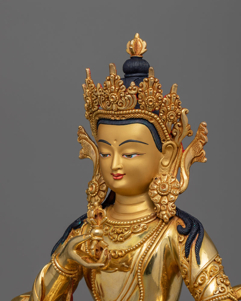 Vajrasattva Sculpture for Spiritual Purification | Handcrafted Copper Statue with 24K Gold