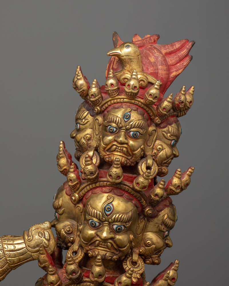 Rahula Statue for Protection | Handcrafted Copper Sculpture with 24K Gold Gilding