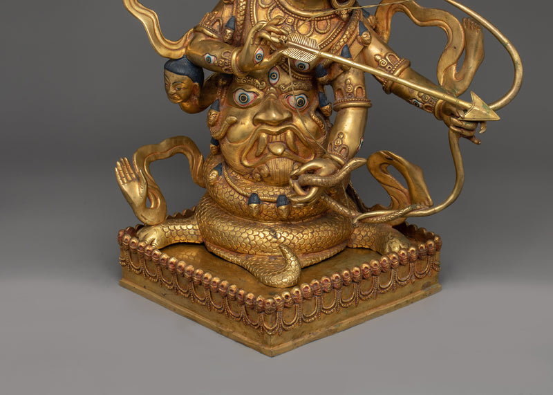 Rahula Statue for Protection | Handcrafted Copper Sculpture with 24K Gold Gilding